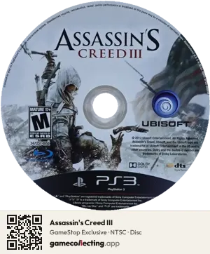 Assassin's Creed III PlayStation 3, NTSC disc