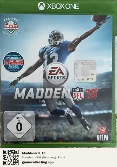 Madden NFL 16 Xbox One, Germany box front