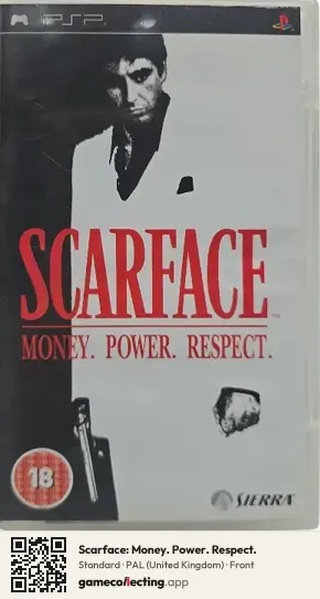 Scarface: Money. Power. Respect. PlayStation Portable, United Kingdom box front