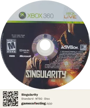 Singularity Xbox 360, NTSC disc