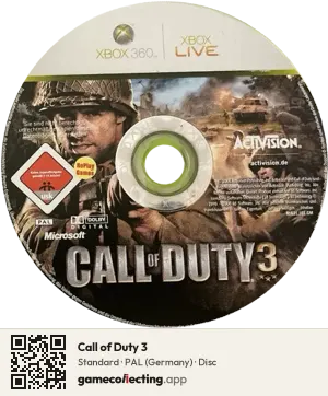Call of Duty 3 Xbox 360, PAL disc