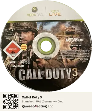 Call of Duty 3 Xbox 360, PAL disc