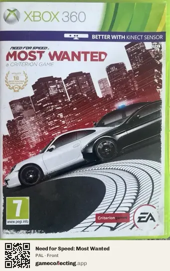 Need for Speed: Most Wanted Xbox 360, PAL box front