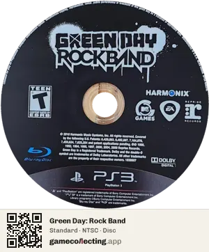 Green Day: Rock Band PlayStation 3, NTSC disc