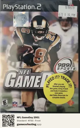 NFL GameDay 2001 PlayStation 2, NTSC box front