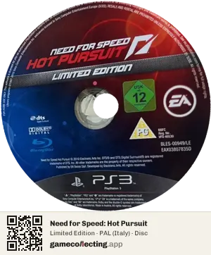 Need for Speed: Hot Pursuit PlayStation 3, PAL disc