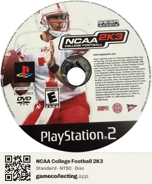 NCAA College Football 2K3 PlayStation 2, NTSC disc