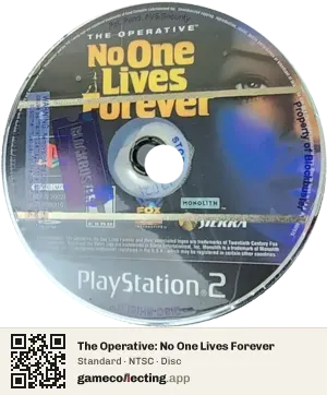 The Operative: No One Lives Forever PlayStation 2, NTSC disc