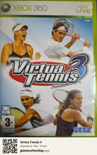 Virtua Tennis 3 Xbox 360, PAL box front