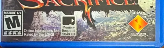 Soul Sacrifice, the ESRB box on its front