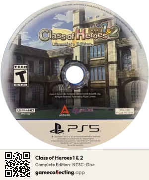 Class of Heroes 1 & 2 PlayStation 5, NTSC disc