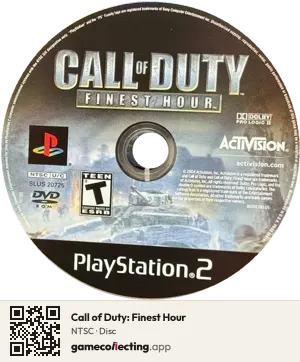 Call of Duty: Finest Hour PlayStation 2, NTSC disc