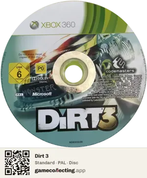 Dirt 3 Xbox 360, PAL disc