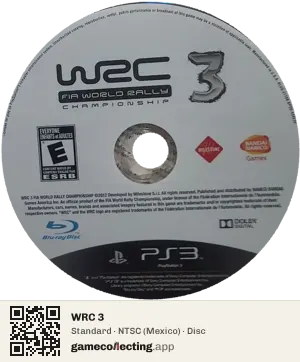 WRC 3 PlayStation 3, NTSC disc