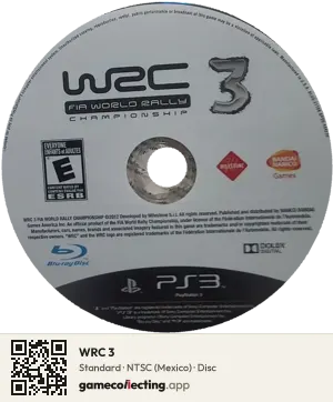 WRC 3 PlayStation 3, NTSC disc