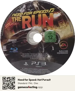 Need for Speed: Hot Pursuit PlayStation 3, PAL disc