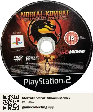 Mortal Kombat: Shaolin Monks PlayStation 2, PAL disc