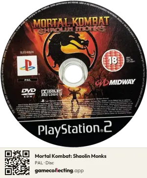 Mortal Kombat: Shaolin Monks PlayStation 2, PAL disc