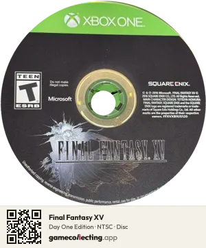 Final Fantasy XV Xbox One, NTSC disc