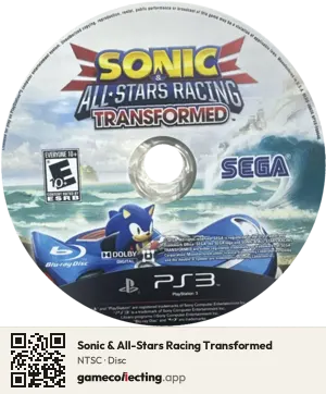 Sonic & All-Stars Racing Transformed PlayStation 3, NTSC disc