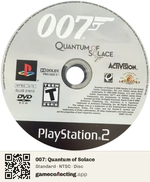 007: Quantum of Solace PlayStation 2, NTSC disc