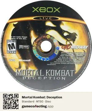 Mortal Kombat: Deception Xbox, NTSC disc