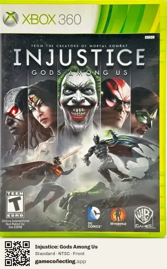 Injustice: Gods Among Us Xbox 360, NTSC box front