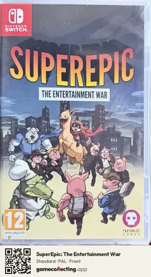 SuperEpic: The Entertainment War Nintendo Switch, PAL box front