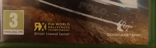 Dirt Rally 2.0, the PEGI square on its front