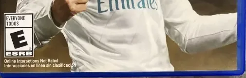 FIFA 18, the ESRB box on its front