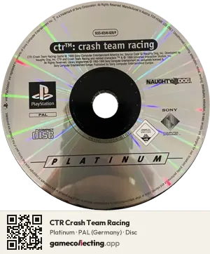 CTR Crash Team Racing PlayStation, PAL disc
