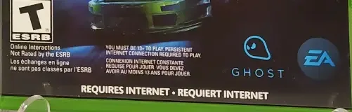 Need for Speed, the ESRB box on its front