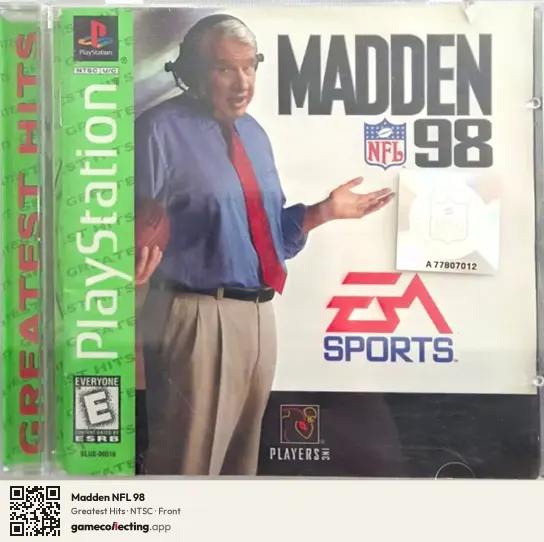 Madden NFL 98 PlayStation, NTSC box front