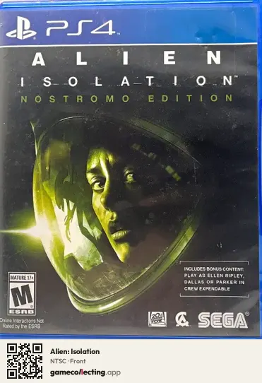 Alien: Isolation PlayStation 4, NTSC box front