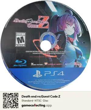 Death end re;Quest Code Z PlayStation 4, NTSC disc