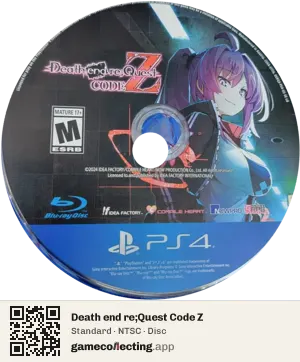 Death end re;Quest Code Z PlayStation 4, NTSC disc