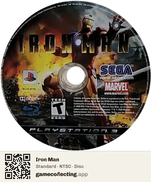 Iron Man PlayStation 3, NTSC disc