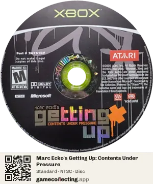 Marc Ecko's Getting Up: Contents Under Pressure Xbox, NTSC disc