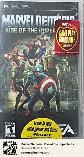 Marvel Nemesis: Rise of the Imperfects PlayStation Portable, NTSC box front