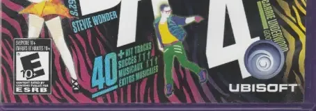 Just Dance 4, the ESRB box on its front