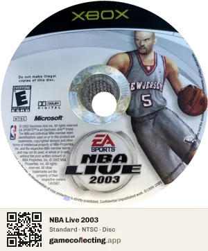 NBA Live 2003 Xbox, NTSC disc