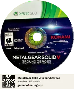 Metal Gear Solid V: Ground Zeroes Xbox 360, NTSC disc