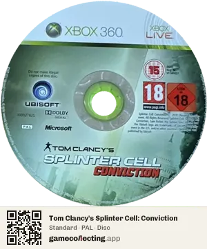 Tom Clancy's Splinter Cell: Conviction Xbox 360, PAL disc