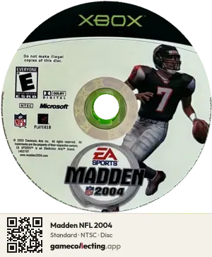 Madden NFL 2004 Xbox, NTSC disc