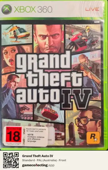 Grand Theft Auto IV Xbox 360, Australia box front