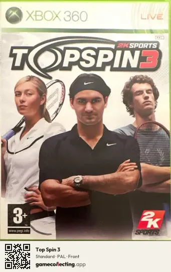 Top Spin 3 Xbox 360, PAL box front