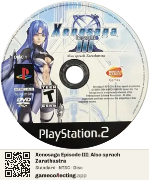 Xenosaga Episode III: Also sprach Zarathustra PlayStation 2, NTSC disc