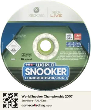 World Snooker Championship 2007 Xbox 360, PAL disc