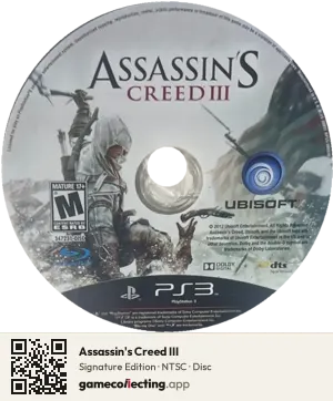 Assassin's Creed III PlayStation 3, NTSC disc
