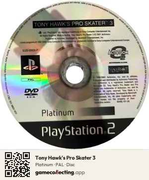 Tony Hawk's Pro Skater 3 PlayStation 2, PAL disc